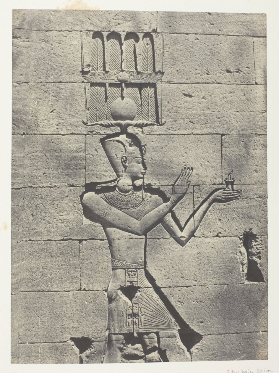 Kalabscheh, Sculptures De La Façade Postérieure Du Temple; Nubie, placa 91 do álbum "Egypte, Nubie, Palestine et Syrie" (1852) de Maxime Du Camp