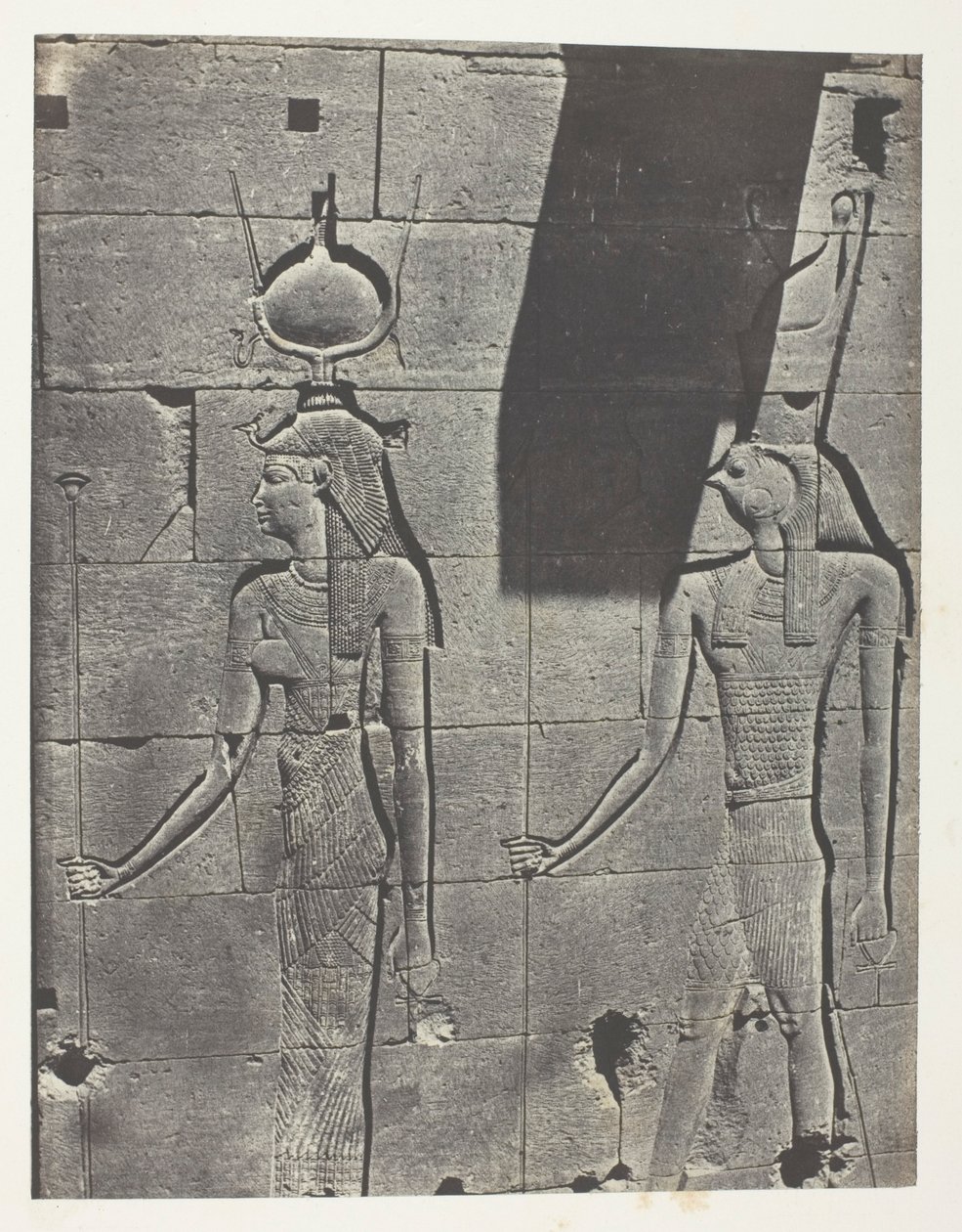 Kalabscheh, Sculptures De La Façade Postérieure Du Temple; Nubie, placa 92 do álbum "Egypte, Nubie, Palestine et Syrie" (1852) de Maxime Du Camp
