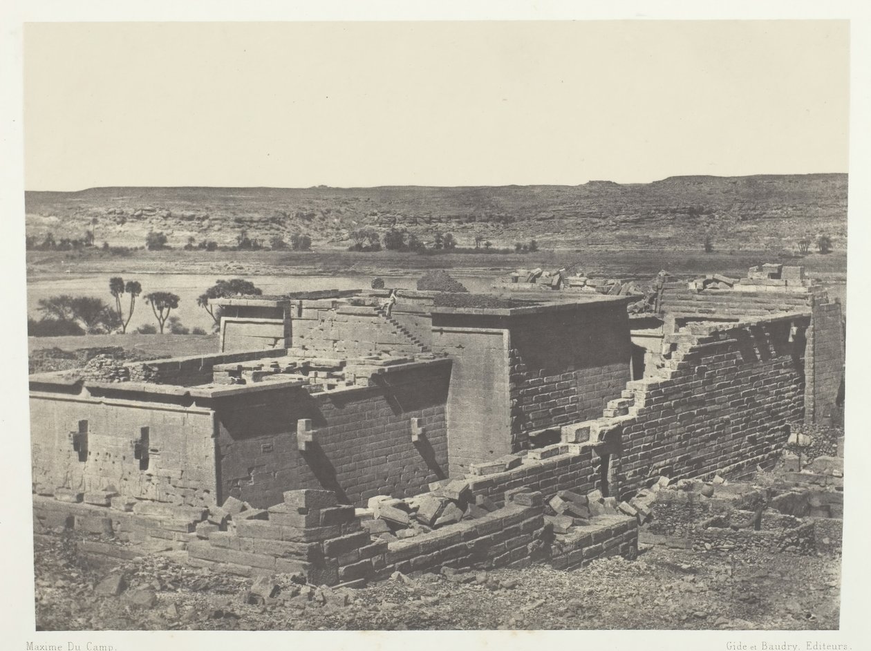 Kalabscheh, Vista Geral do Templo de Kalabscheh Talmis, Núbia, 184951, impresso em 1852. de Maxime Du Camp