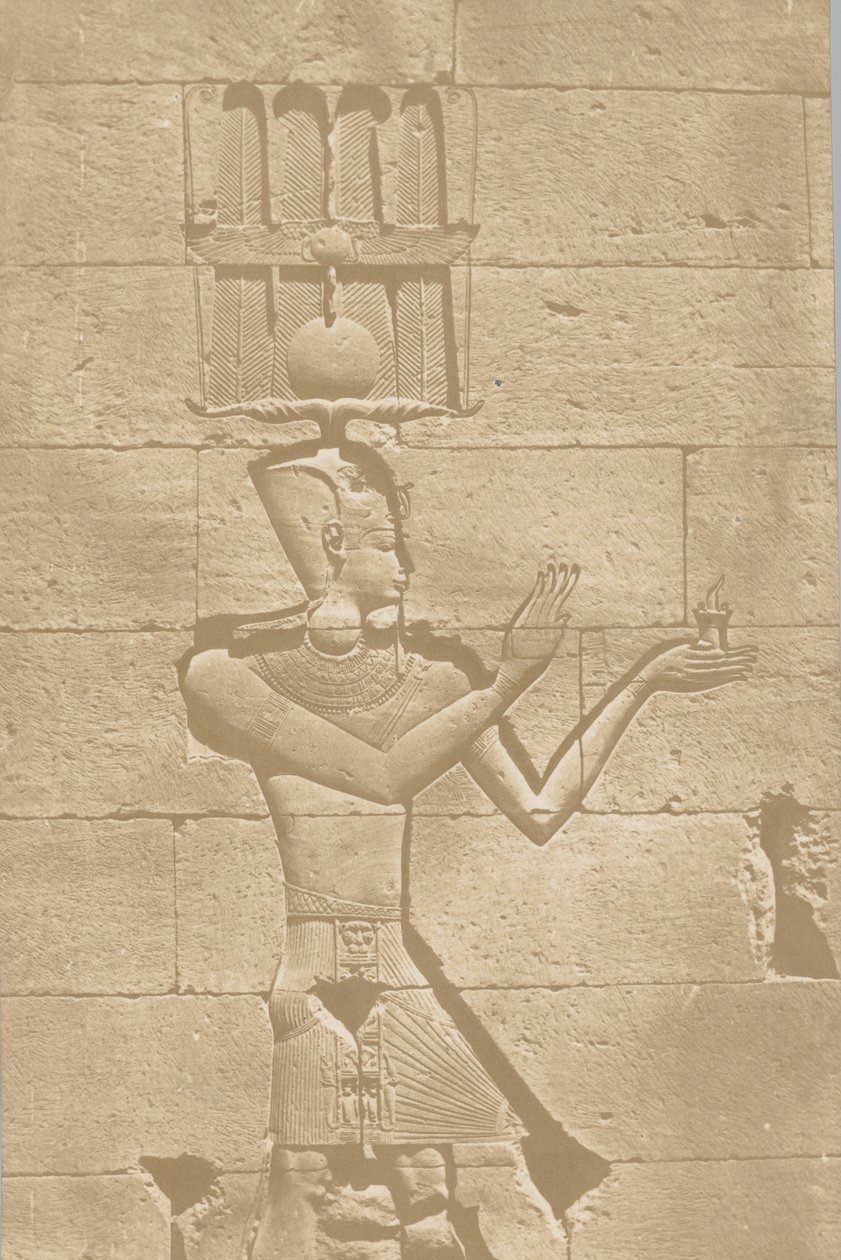 Kalabscheh, escultura da fachada posterior do templo., 1849-51. de Maxime Du Camp
