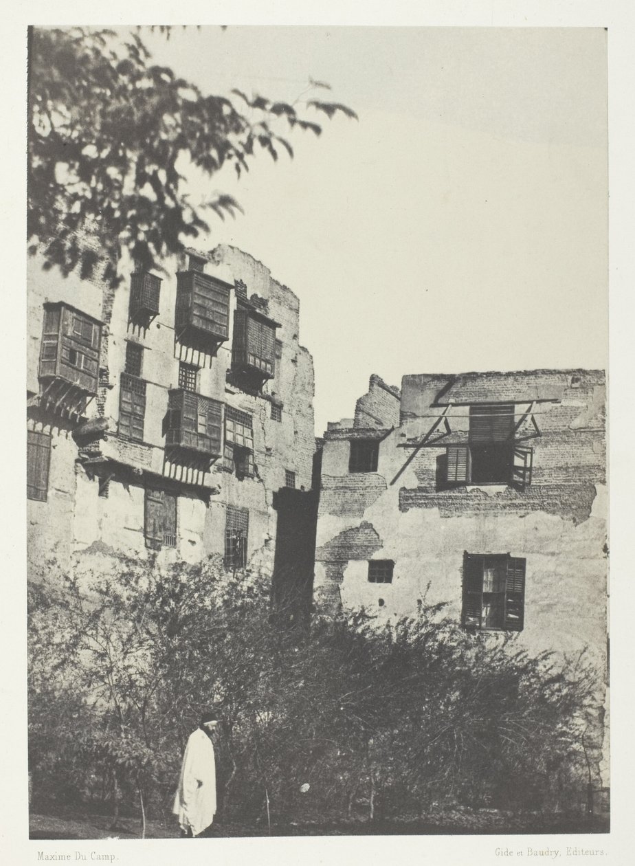 Casa e jardim em Frank Quarter, Cairo de Maxime Du Camp