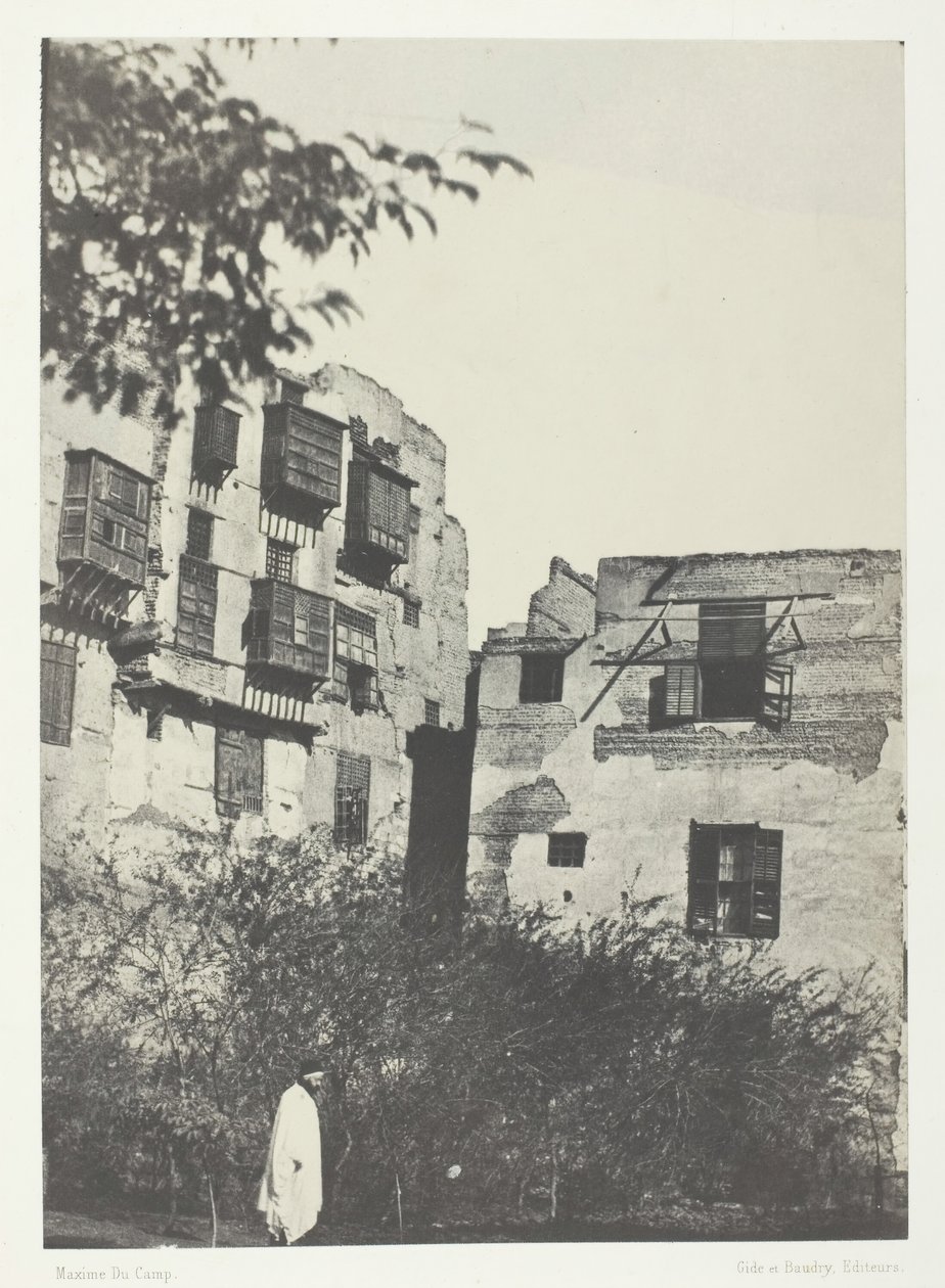 House and Garden in the Frank Quarter, Kairo, 184951, impresso em 1852. de Maxime Du Camp