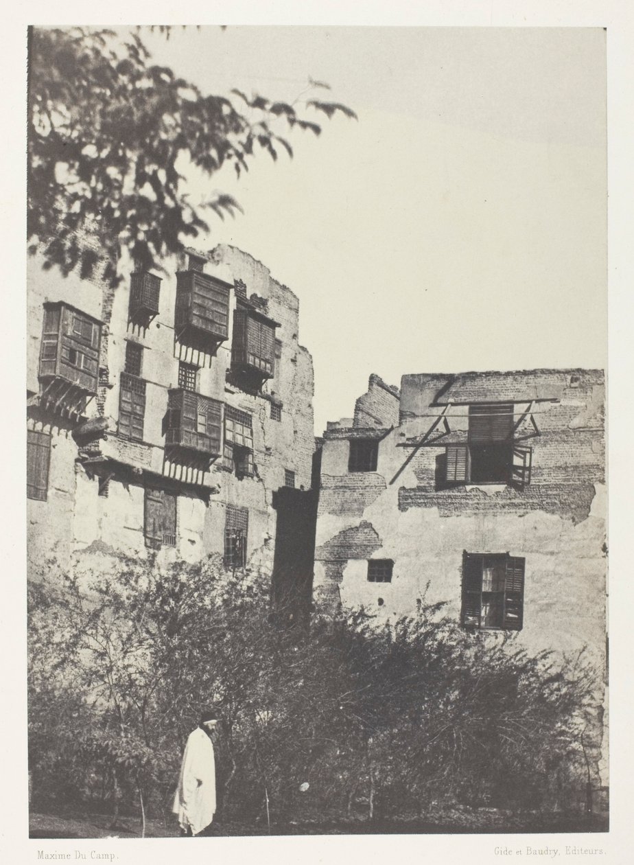 Casa e jardim em Frank Quarter, Cairo de Maxime Du Camp