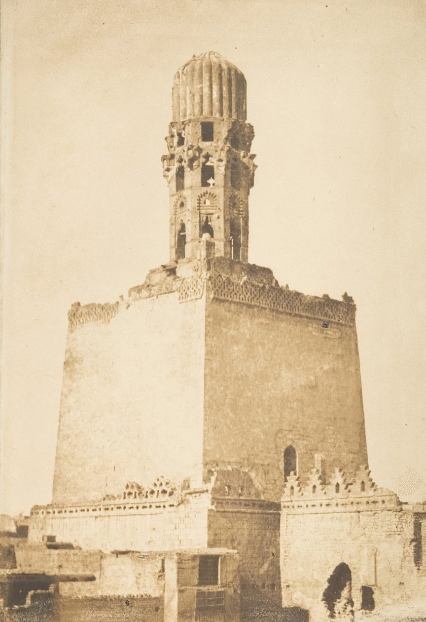 Minarete ocidental da Mesquita Khalif Hakem, Kairo, 9 de janeiro de 1850. de Maxime Du Camp