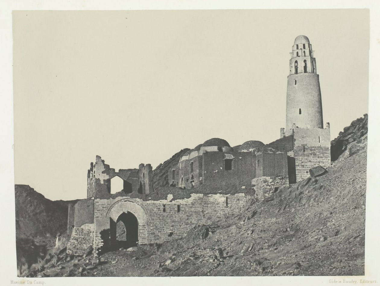 Mesquita de Bellal na Vila de Bab, Núbia, 184951, impresso em 1852. de Maxime Du Camp