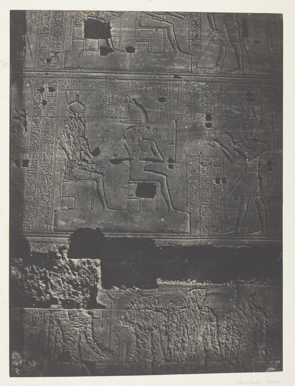 Muralha Ocidental, Grande Templo de Ísis em Filo; Núbia, chapa 78 do álbum "Egypte, Nubie, Palestine et Syrie" (1852) de Maxime Du Camp
