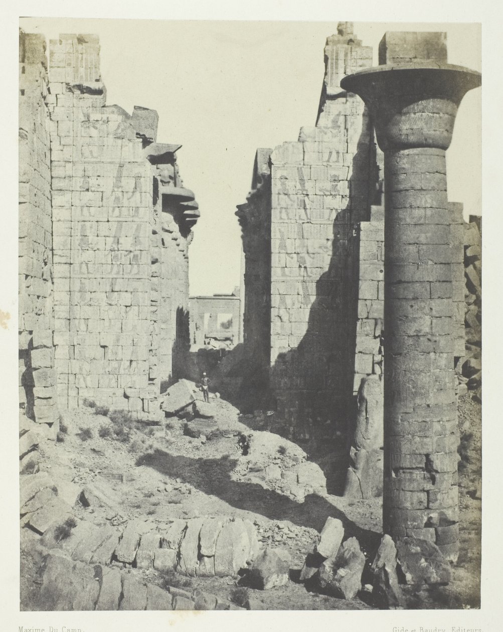 Palácio de Karnak, Pátio dos Bubastitas e Entrada Principal do Salão Hipóstilo; Tebas de Maxime Du Camp