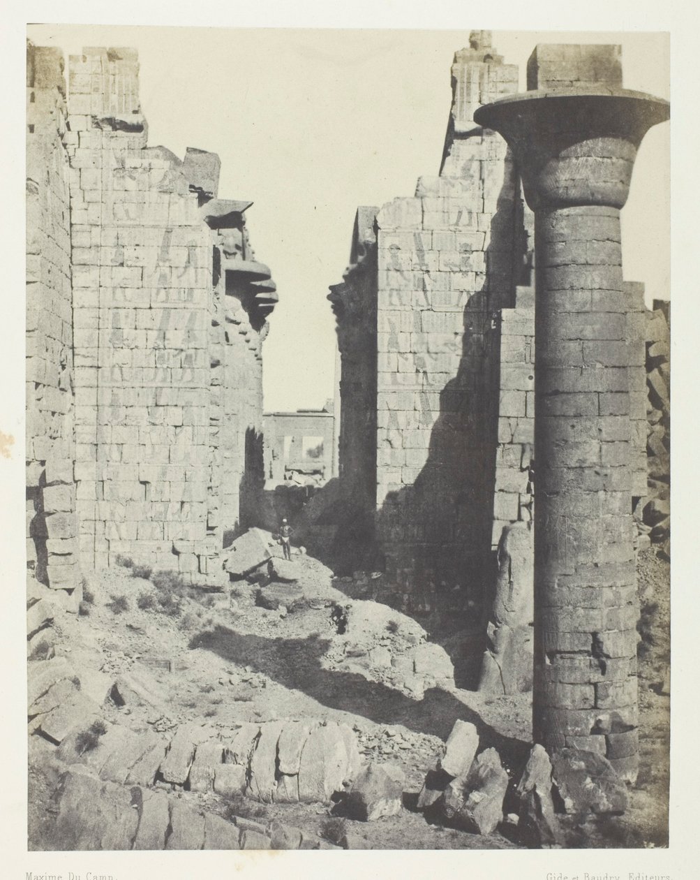 Palácio de Karnak, Pátio dos Bubastitas e Entrada Principal do Salão Hipóstilo; Tebas de Maxime Du Camp