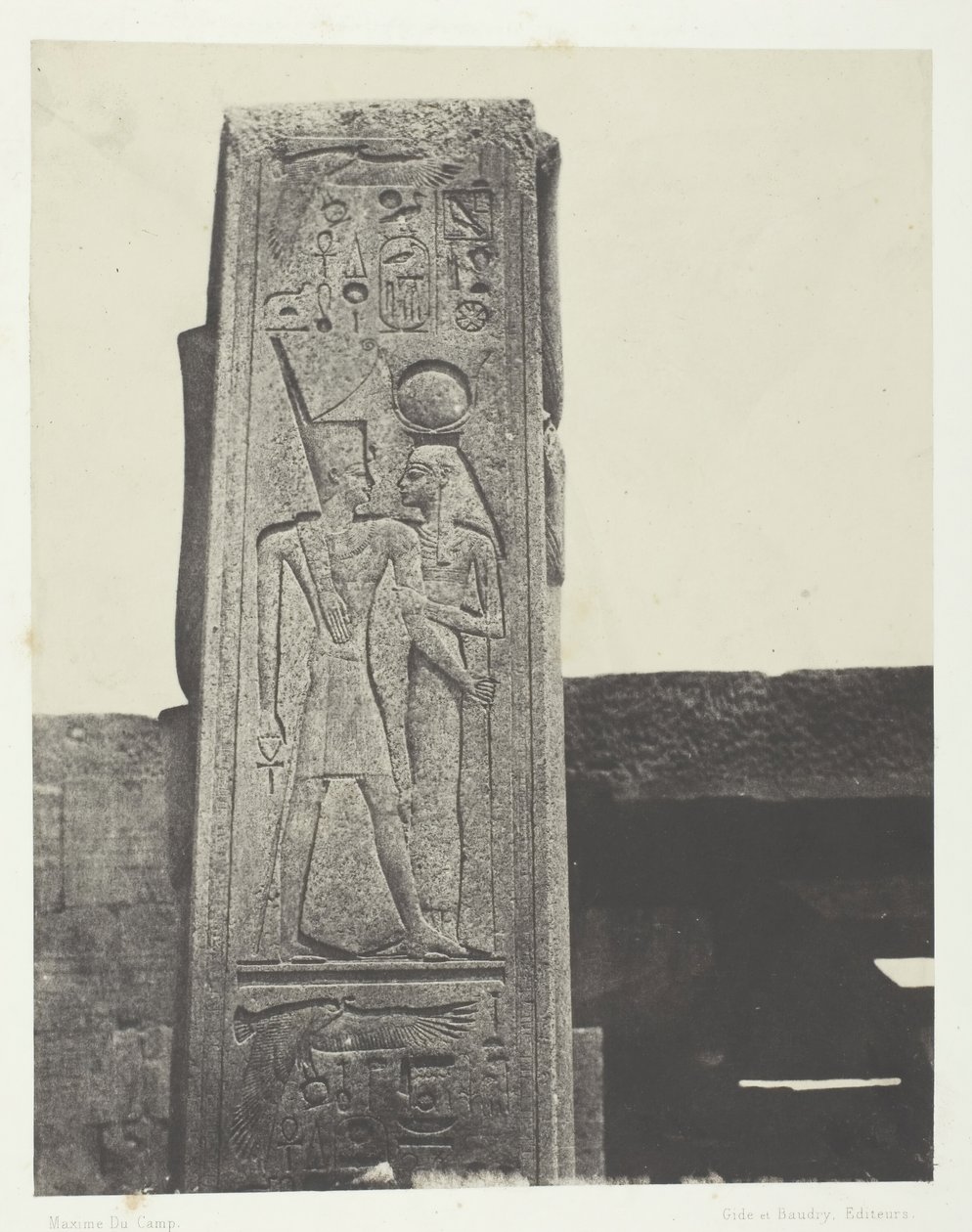 Karnak Palace, Pillar em frente ao Santuário do Granito, Tebas, 184951, impresso em 1852. de Maxime Du Camp