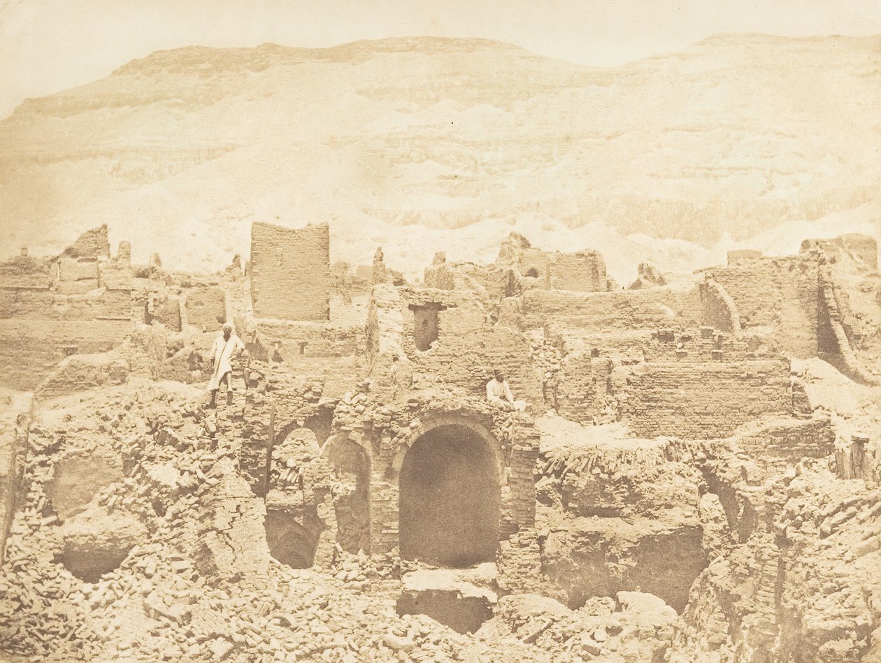 Ruínas de uma cidade cristã, em Medinet-Habu Tebas, 1849-50. de Maxime Du Camp