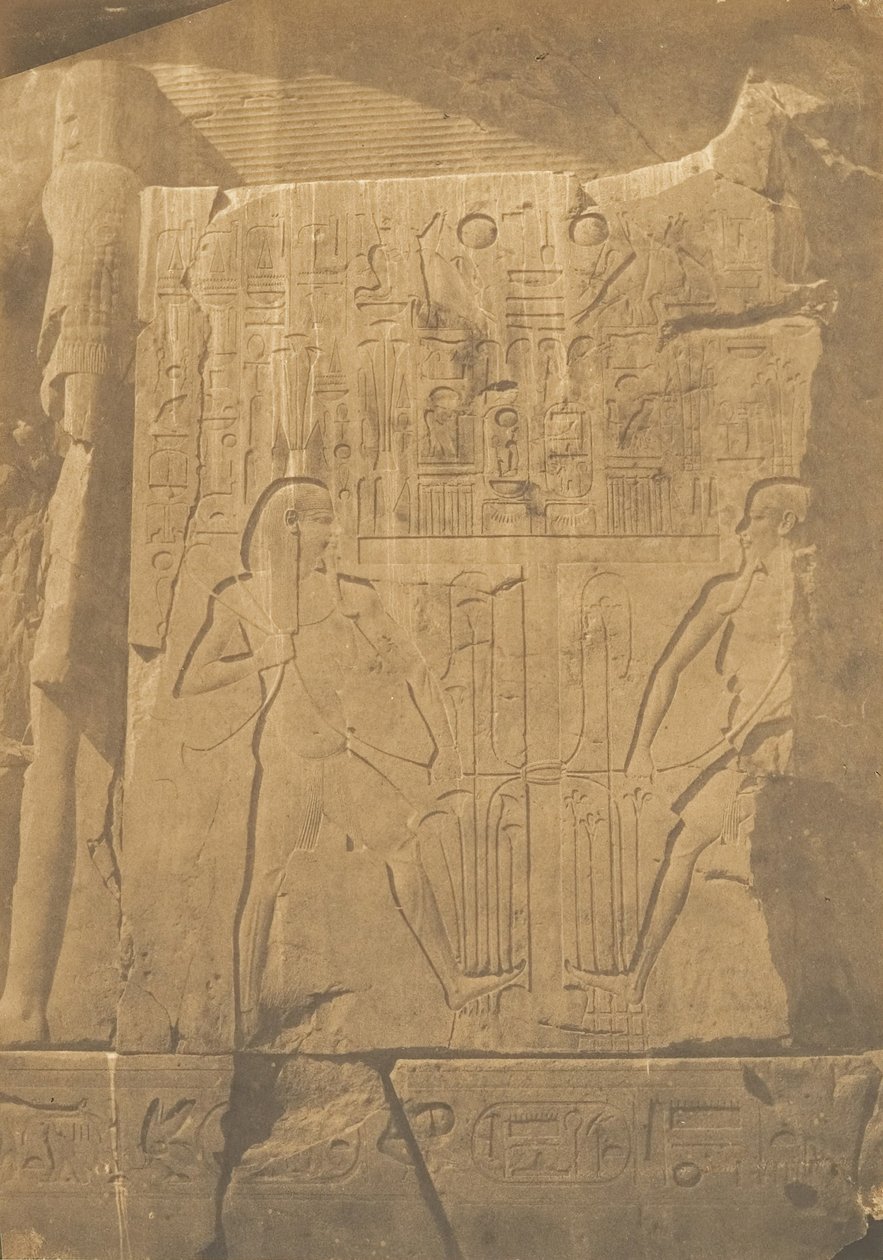 Cerco do colosso monolítico de Amenhotep III, em Tebas Detalhes das esculturas, 1849-50. de Maxime Du Camp