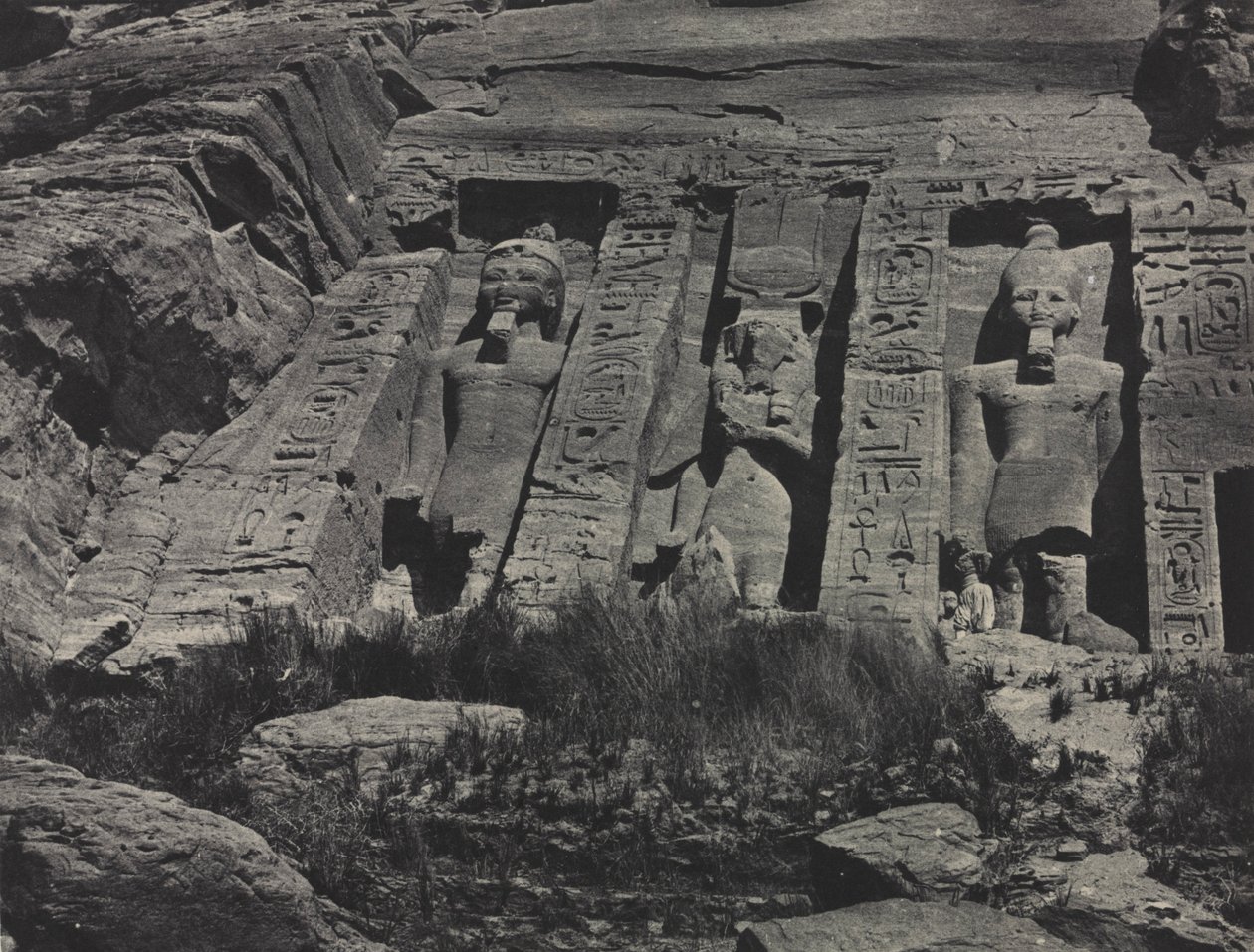 Porção do sul do templo de Hathor, Abu Simbel, cortado em rocha. de Maxime Du Camp
