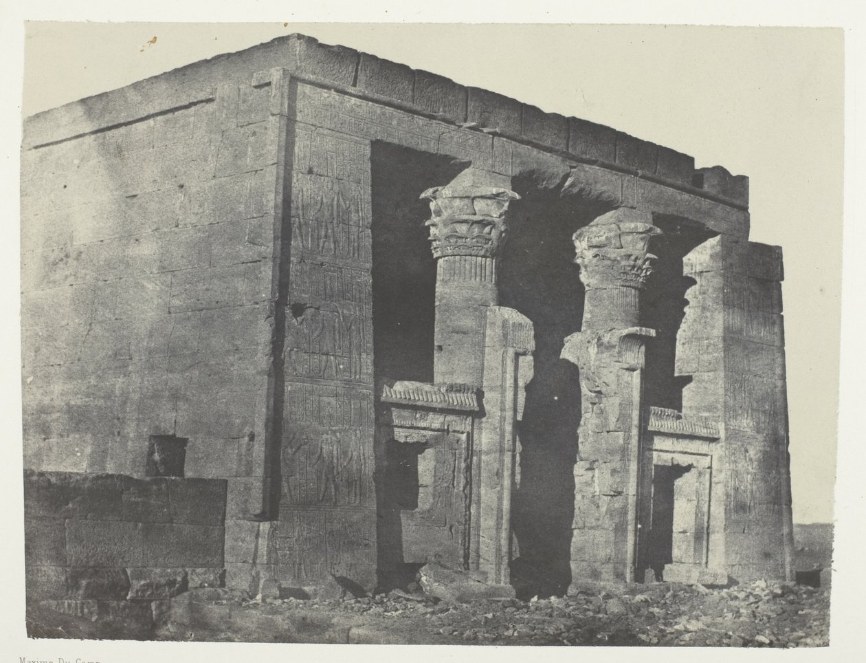 Templo de Dakkeh, Naos; Núbia, chapa 95 do álbum "Egypte, Nubie, Palestine et Syrie" (1852) de Maxime Du Camp