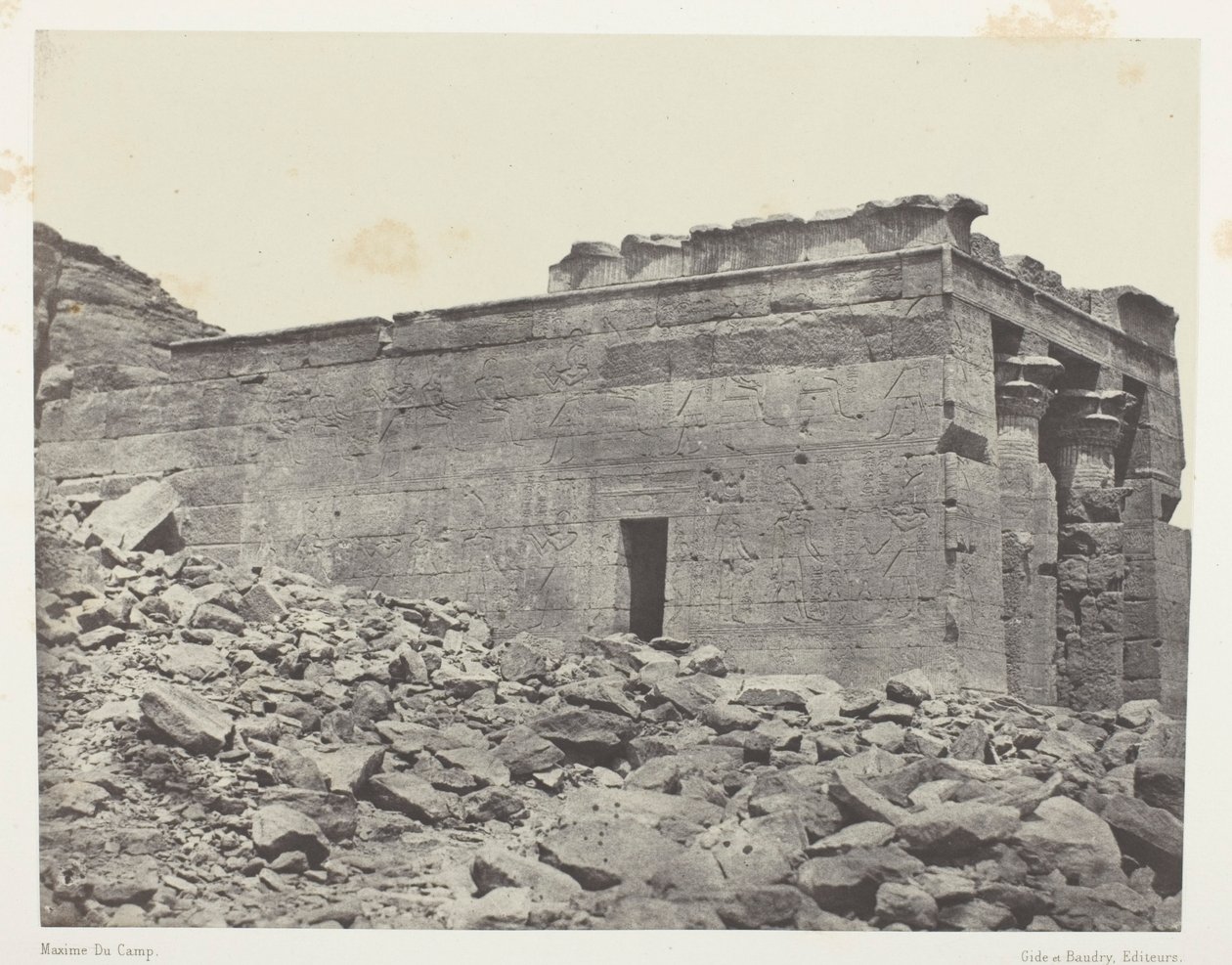 Templo de Dandour (Ancienne Tantour), dedicado à tríade Osíris-Isis-Horus; Núbia, chapa 93 do álbum "Egypte, Nubie, Palestine et Syrie" (1852) de Maxime Du Camp