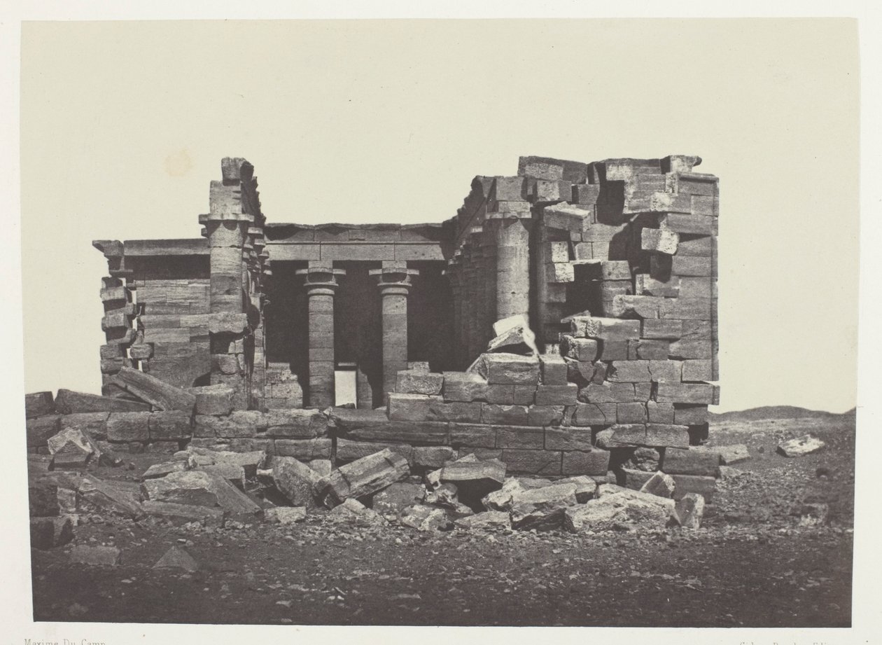 Templo de Maharakkah (Hièra Sycaminos Des Grecs); Núbia, chapa 96 do álbum "Egypte, Nubie, Palestine et Syrie" (1852) de Maxime Du Camp