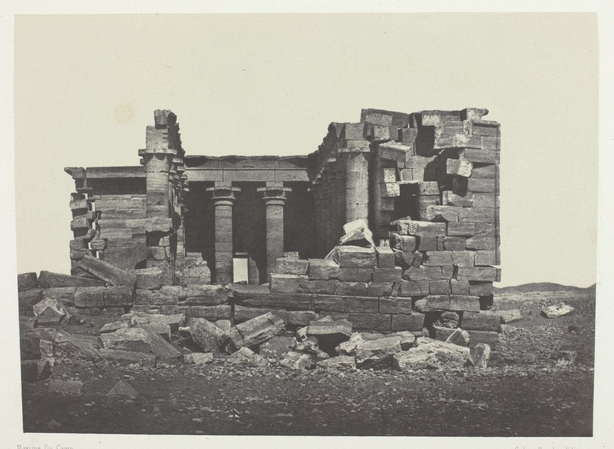 Templo de Maharakkah (Hièra Sycaminos Des Grecs); Núbia, chapa 96 do álbum "Egypte, Nubie, Palestine et Syrie" (1852) de Maxime Du Camp
