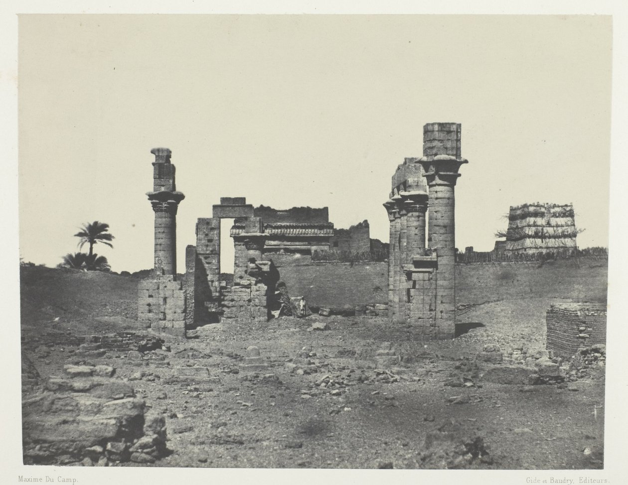 Templo de Hermontis, Alto Egito, chapa 63 do álbum "Egypte, Nubie, Palestine et Syrie" (1852) de Maxime Du Camp