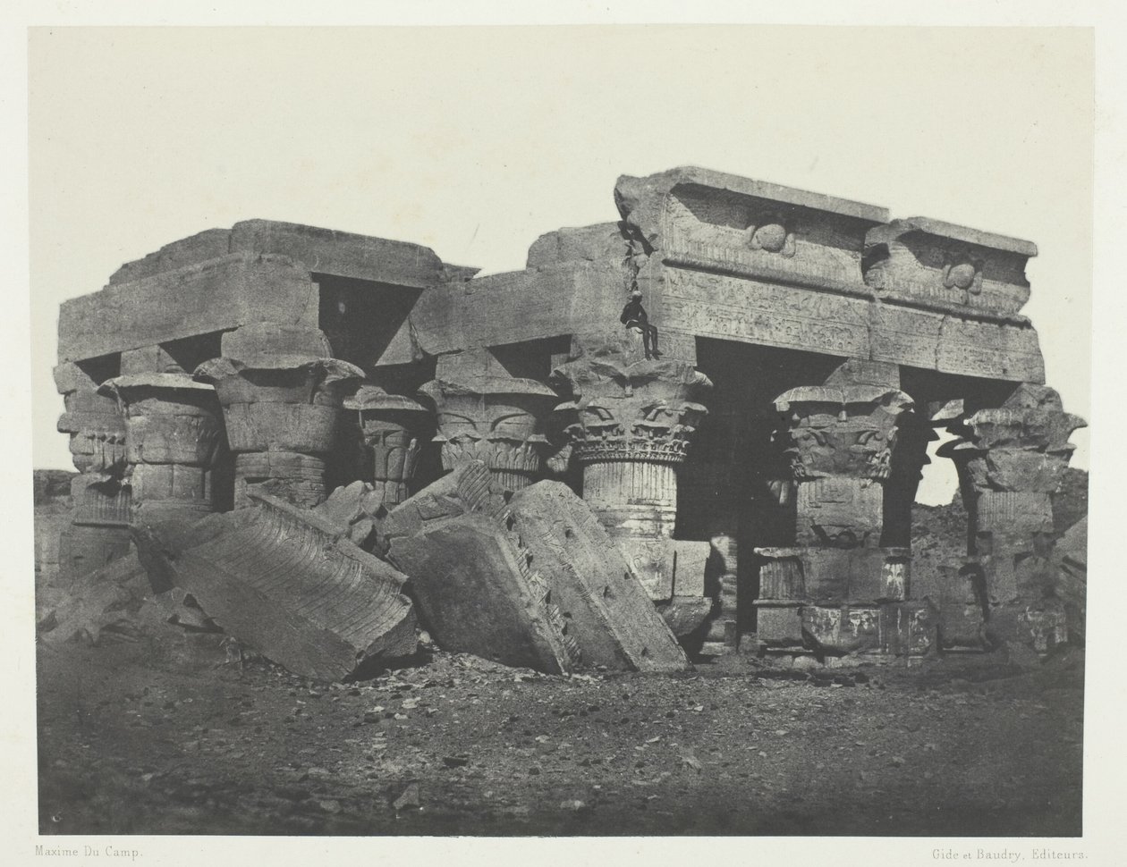 Templo de Ombos, Alto Egito, chapa 65 do álbum "Egypte, Nubie, Palestine et Syrie" (1852) de Maxime Du Camp