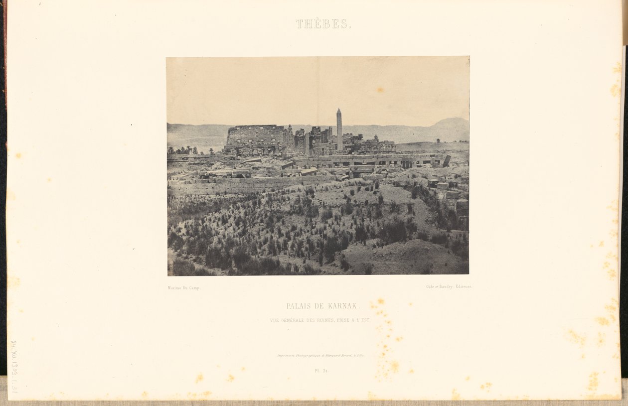Tebas. Palácio de Karnak. Vista geral das ruínas, olhando para leste. de Maxime Du Camp