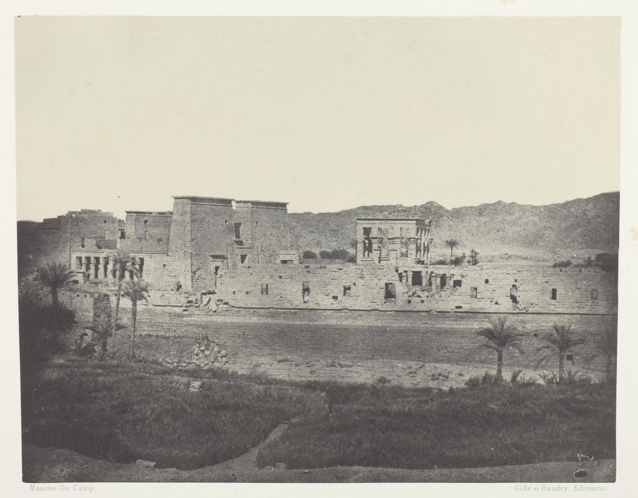 Vista da ilha de Beghé, Oeste, Philoe; Núbia, chapa 68 do álbum "Egypte, Nubie, Palestine et Syrie" (1852) de Maxime Du Camp