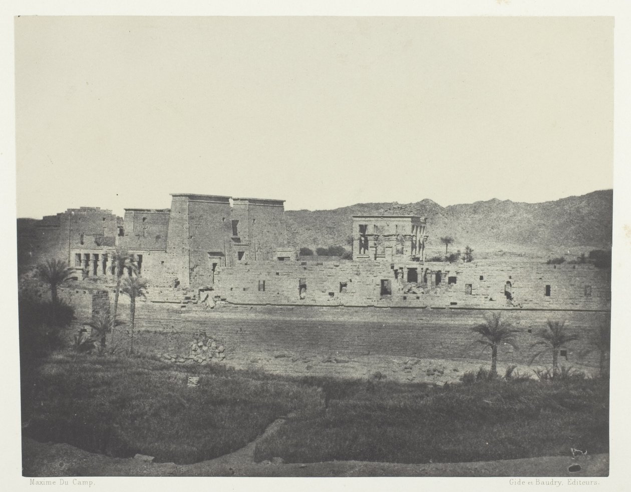 Vista da ilha de Beghé, Oeste, Philoe; Núbia, chapa 68 do álbum "Egypte, Nubie, Palestine et Syrie" (1852) de Maxime Du Camp