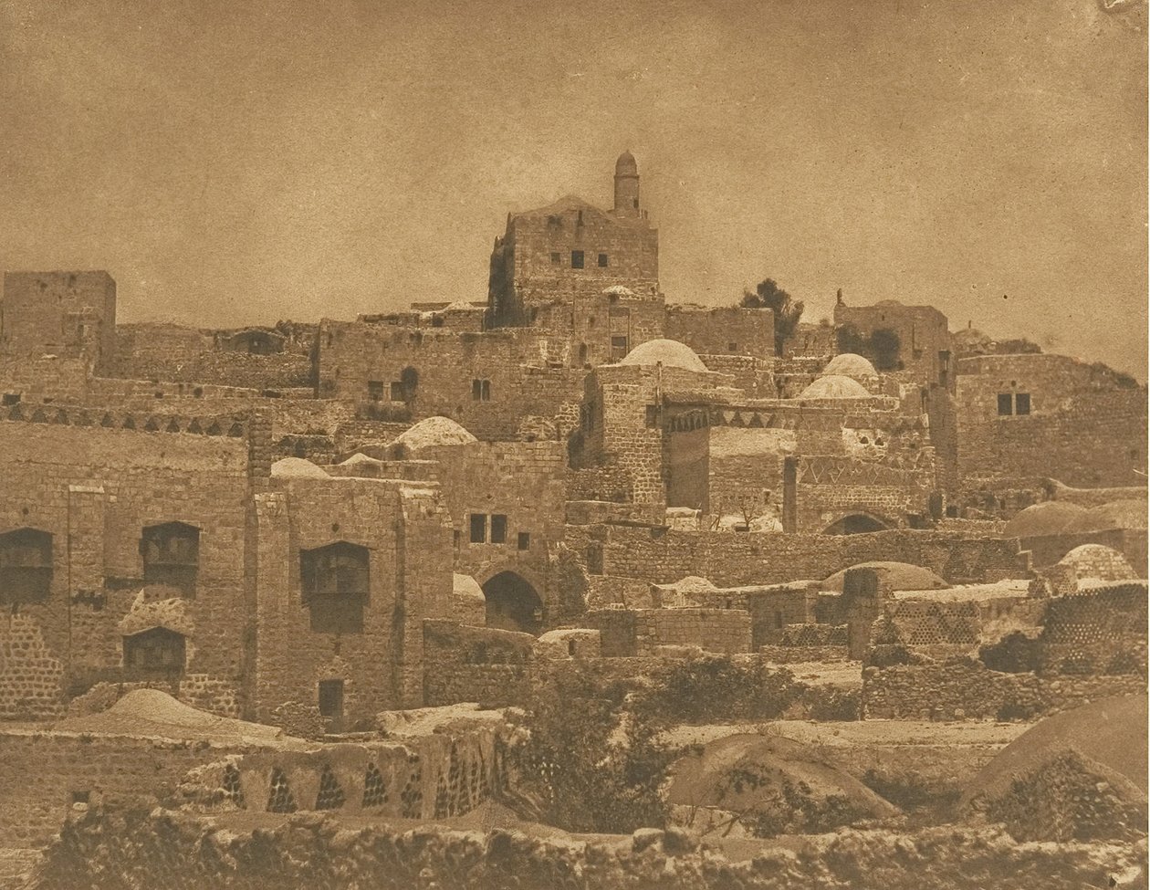 Vista da Mesquita de El-Melouyeh e um bairro de Jerusalém, agosto de 1850. de Maxime Du Camp