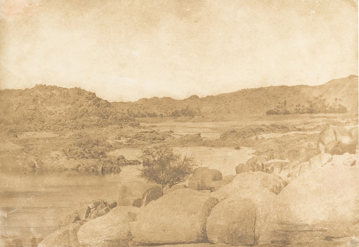 Vista tirada no First Cataract Right Bank, 1849-50. de Maxime Du Camp