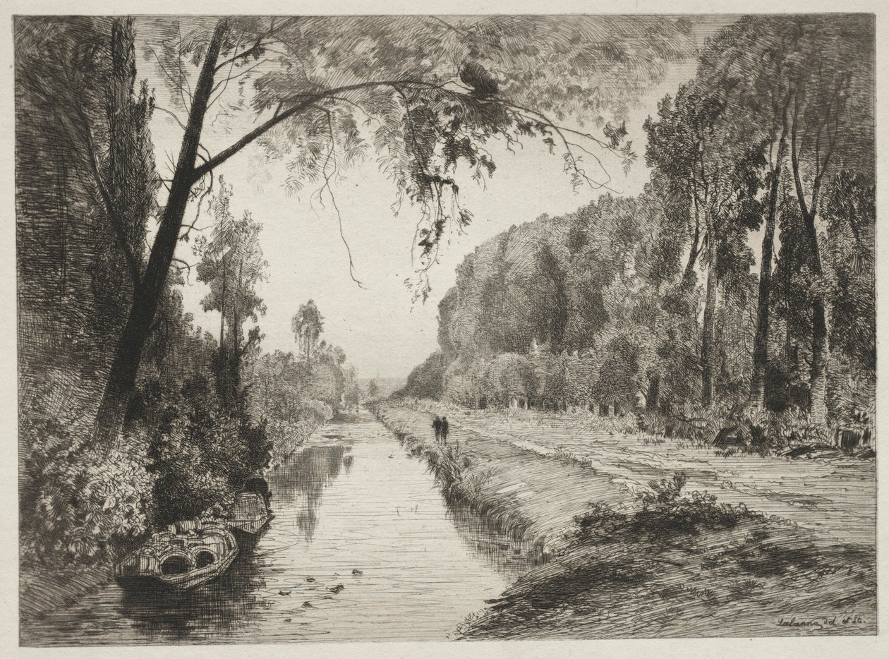 Canal em Pont Sainte-Maxence, c. 1878 de Maxime Lalanne