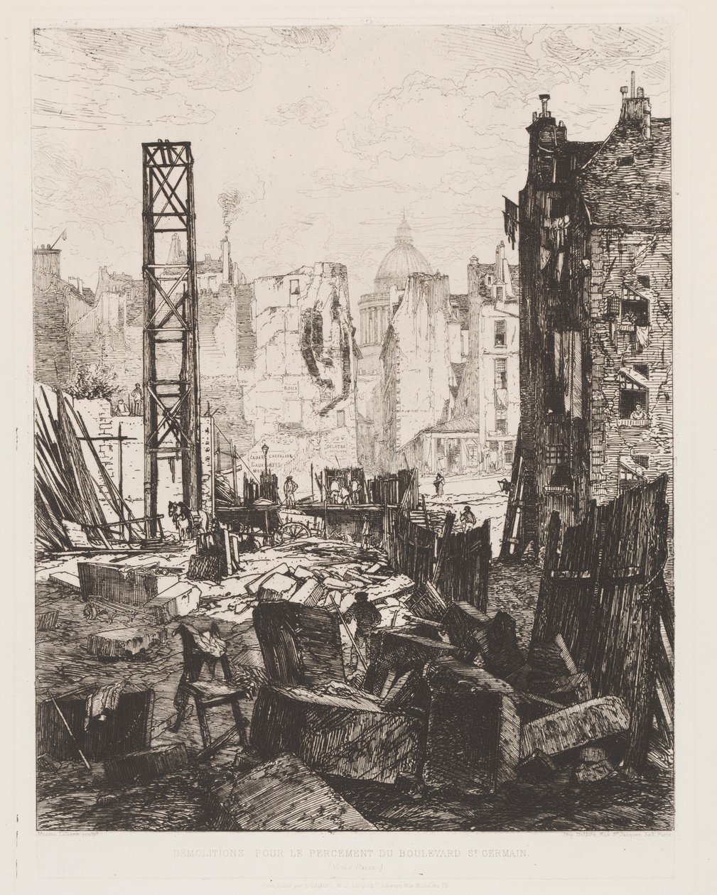Demolição para a abertura do Boulevard St. Germain, 1862. de Maxime Lalanne
