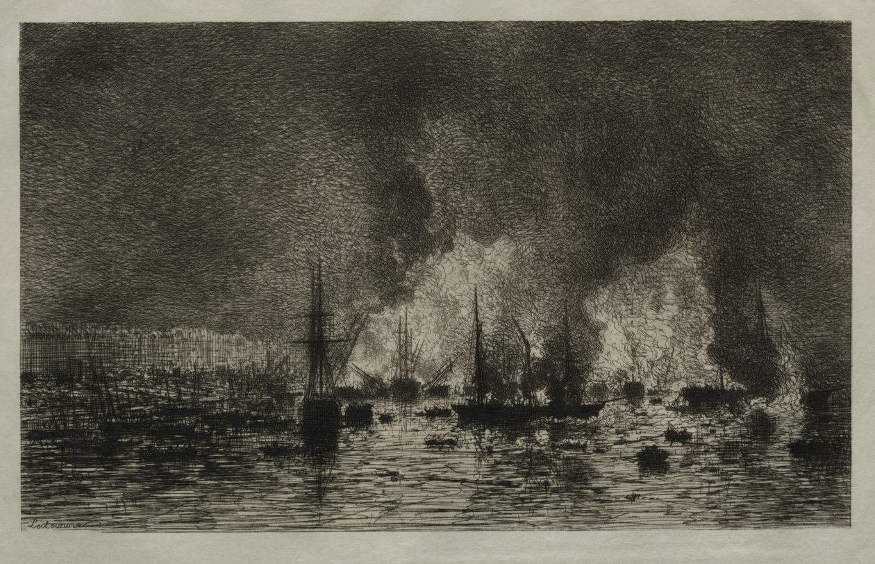 Incêndio no porto de Bordeaux de Maxime Lalanne