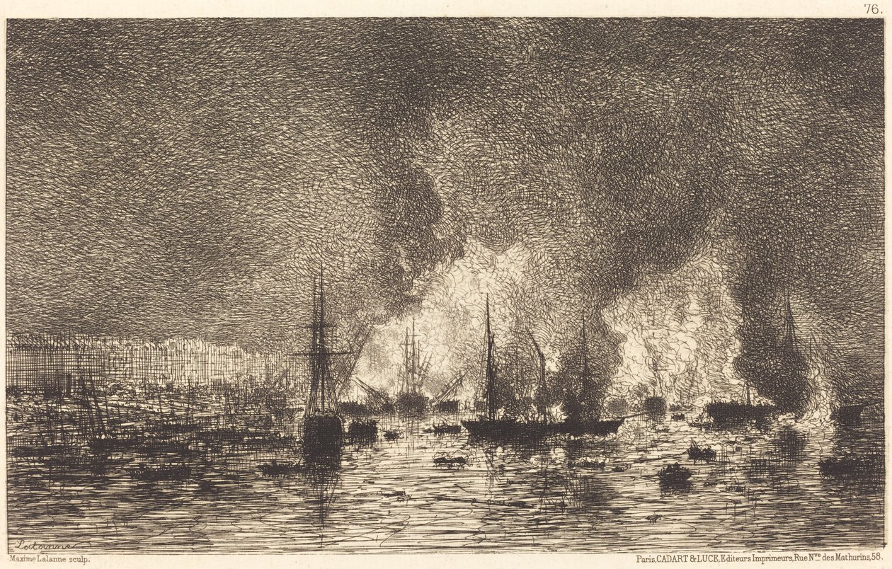 Incêndio no porto de Bordeaux de Maxime Lalanne