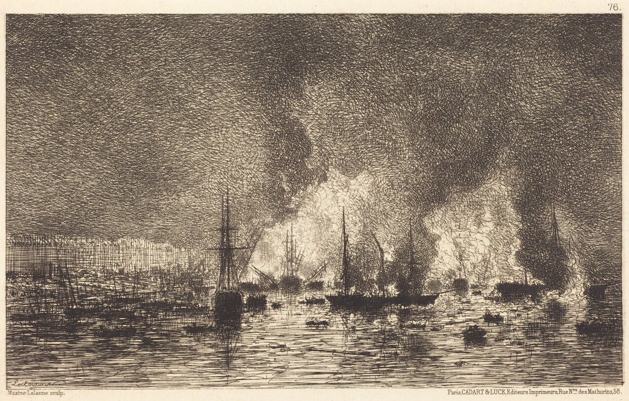 Incêndio no porto de Bordéus de Maxime Lalanne