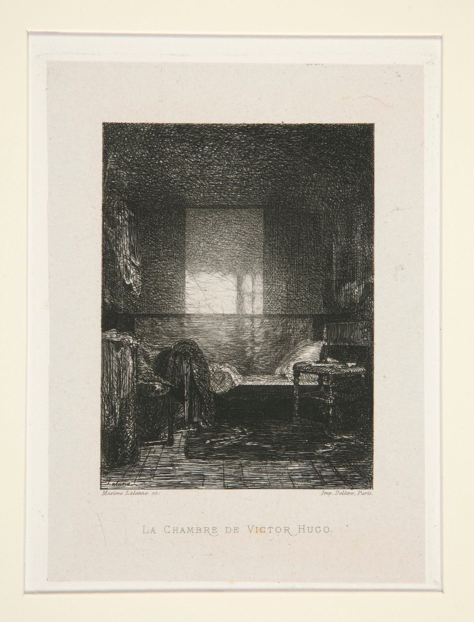 La chambre de Victor Hugo (O Quarto de Victor Hugo), pl. 11 da suite Chez Victor Hugo (Victor Hugo de Maxime Lalanne