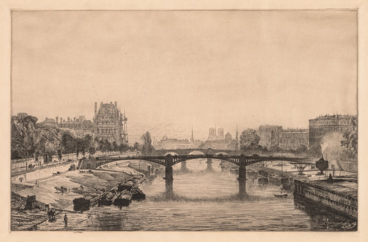 Paris, vista da Ponte Concorde, 1866. de Maxime Lalanne