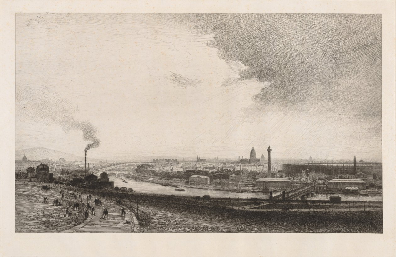 Paris em 1867, vista do trocadero, 1867. de Maxime Lalanne