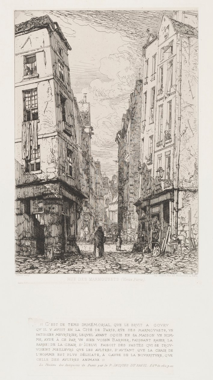 Rue des Marmousets Paris antiga, 1862. de Maxime Lalanne