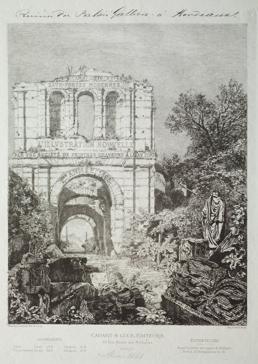 Ruínas do Palácio Gallien em Bordéus, 1866-1868. de Maxime Lalanne