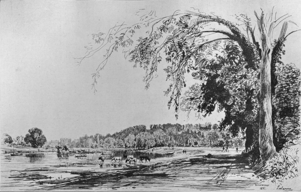 Vista de Richmond desde o Tamisa, 1871 de Maxime Lalanne