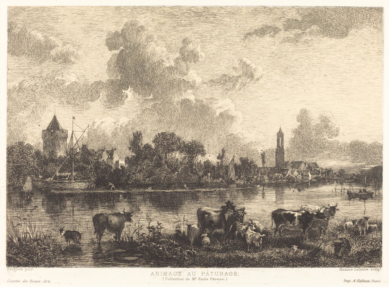 Animais no pasto de Maxime Lalanne after Nicolaes Pietersz Berchem