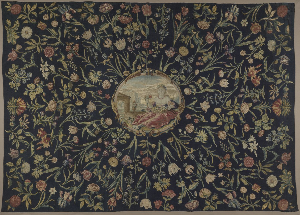 Capa de mesa
Capa de mesa com a personificação da Flora e um padrão floral de Maximiliaan van der Gucht (possibly)