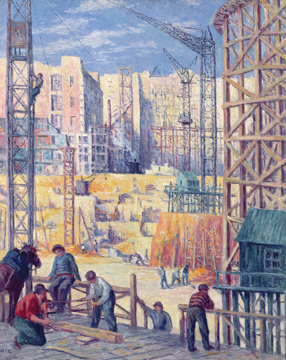 Canteiro de obras em Paris, Quai de Passy, 1907 de Maximilien Luce