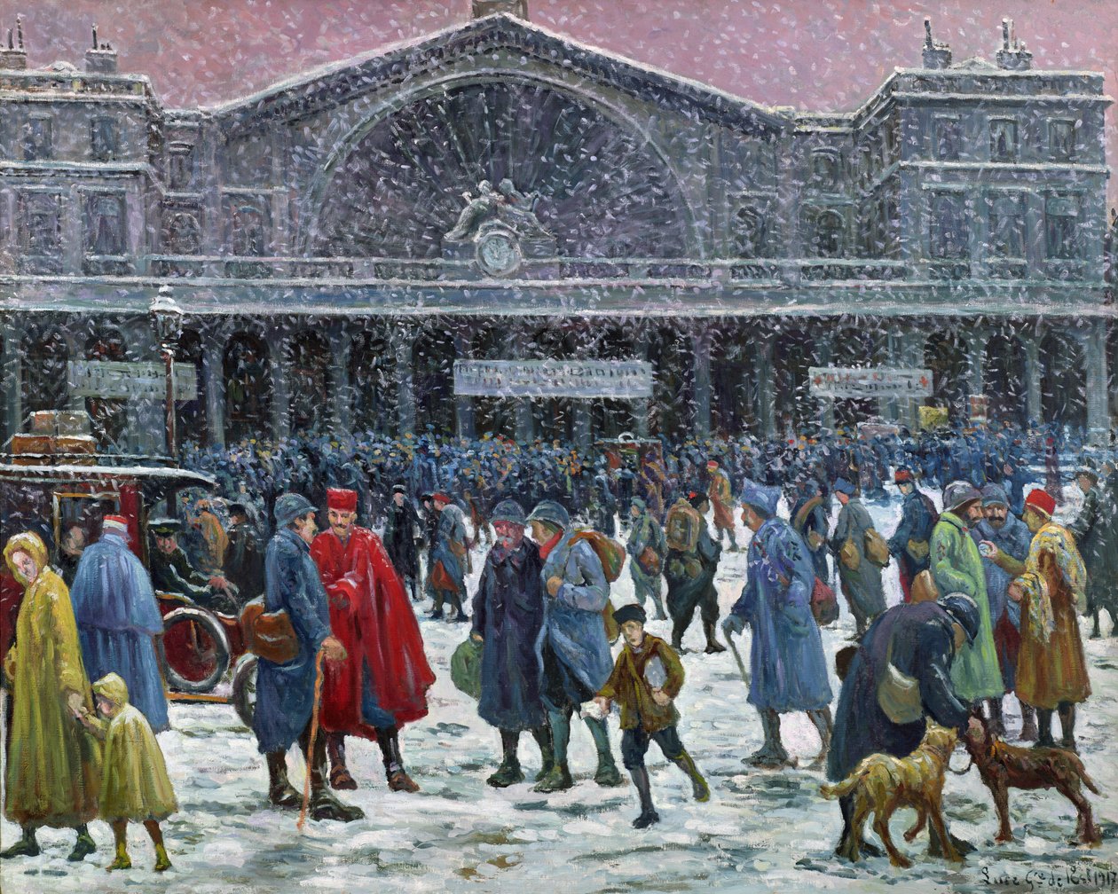 Estação Leste Sob Neve, 1917 de Maximilien Luce