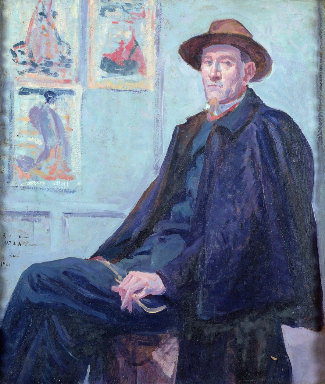 Retrato de Felix Feneon (1861-1944) 1901 (óleo no cartão) de Maximilien Luce