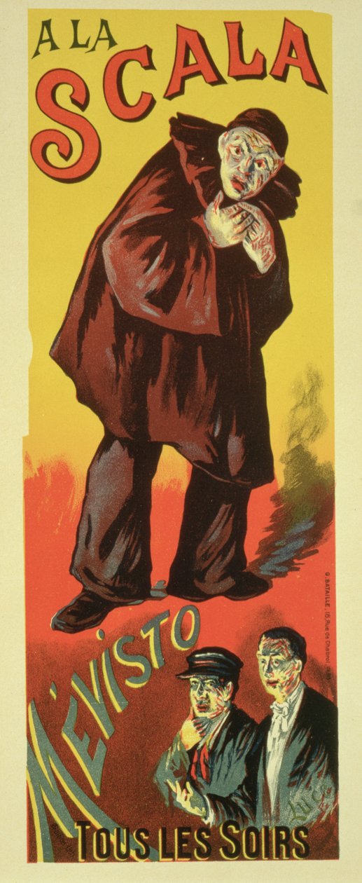 Reprodução de um cartaz publicitário "Mevisto", em La Scala, 1891 de Maximilien Luce