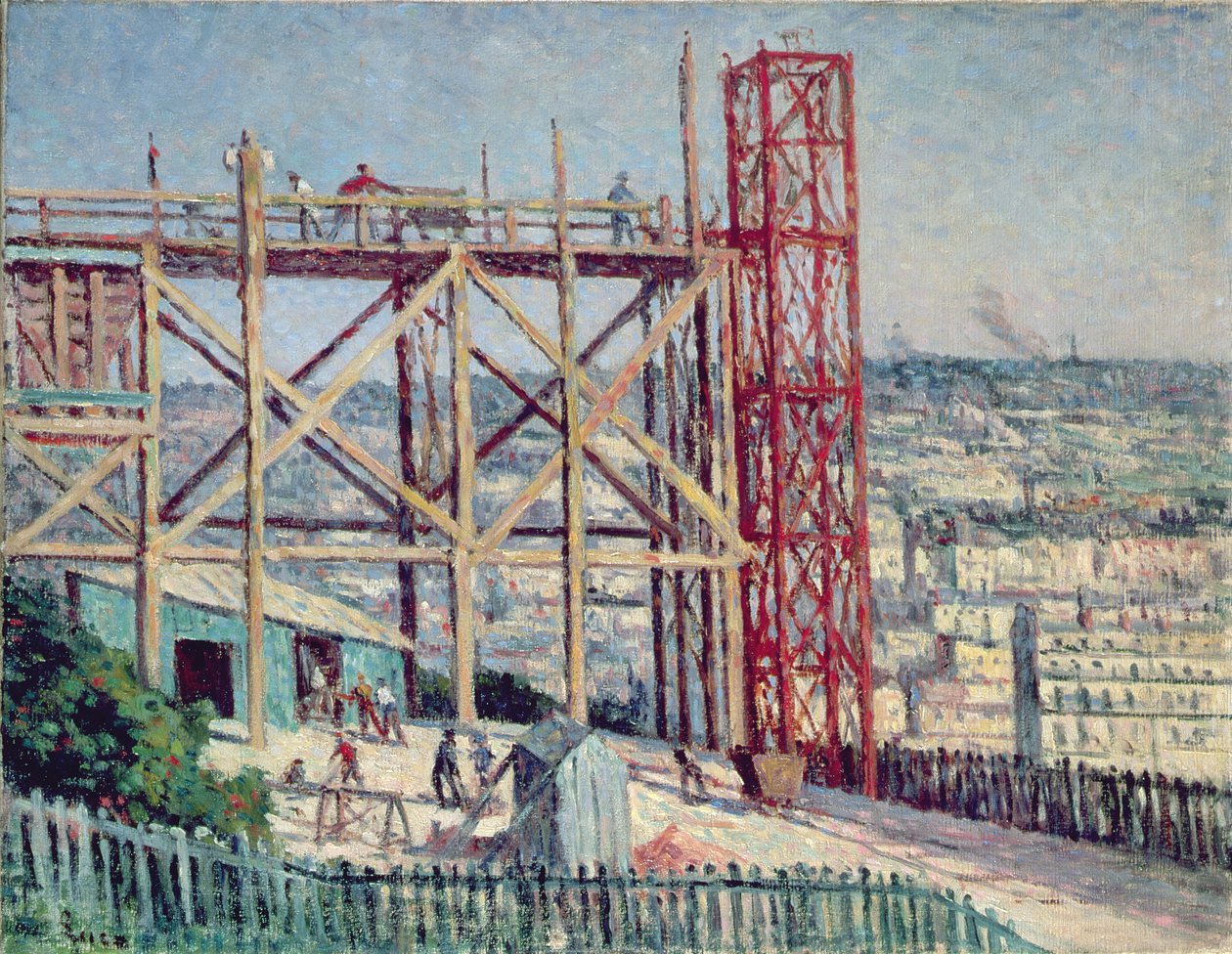 A construção do Sacre Coeur, c.1900 de Maximilien Luce