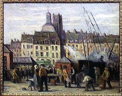 O mercado de peixe, Dieppe, 1930 de Maximilien Luce