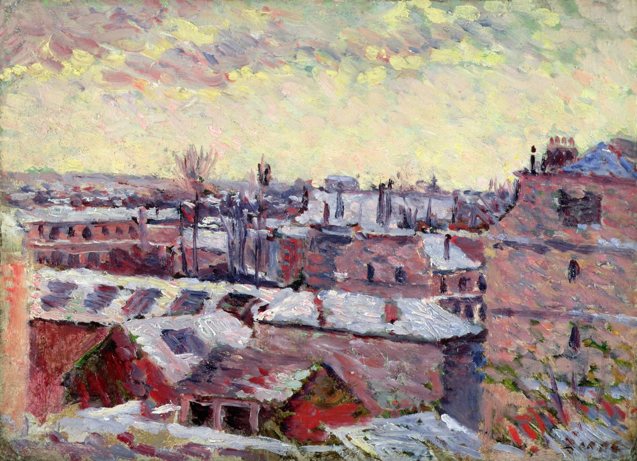 A Place Dauphine visto do Louvre, 1904 (painel) de Maximilien Luce