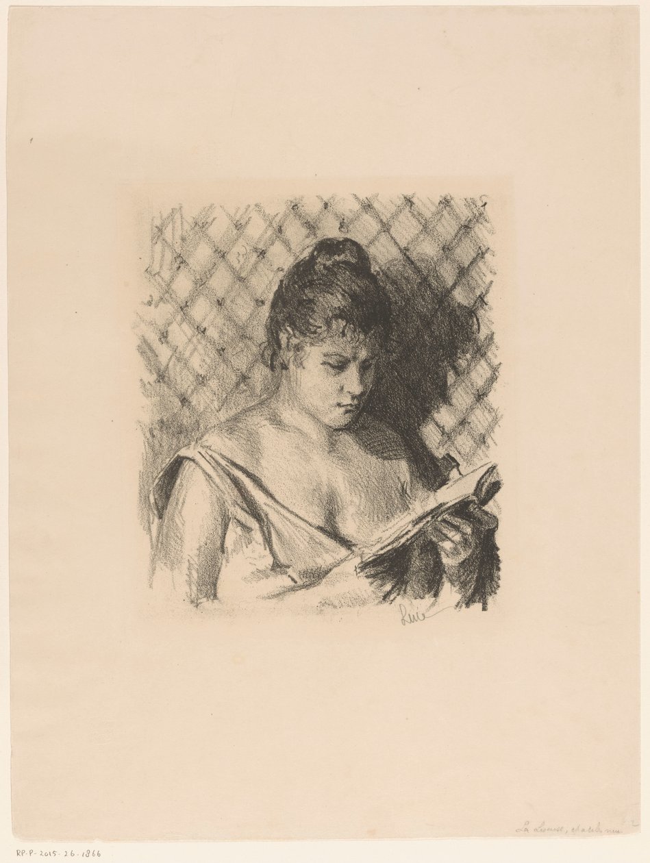 Mulher leitora com os ombros descalços de Maximilien Luce (signed by artist)