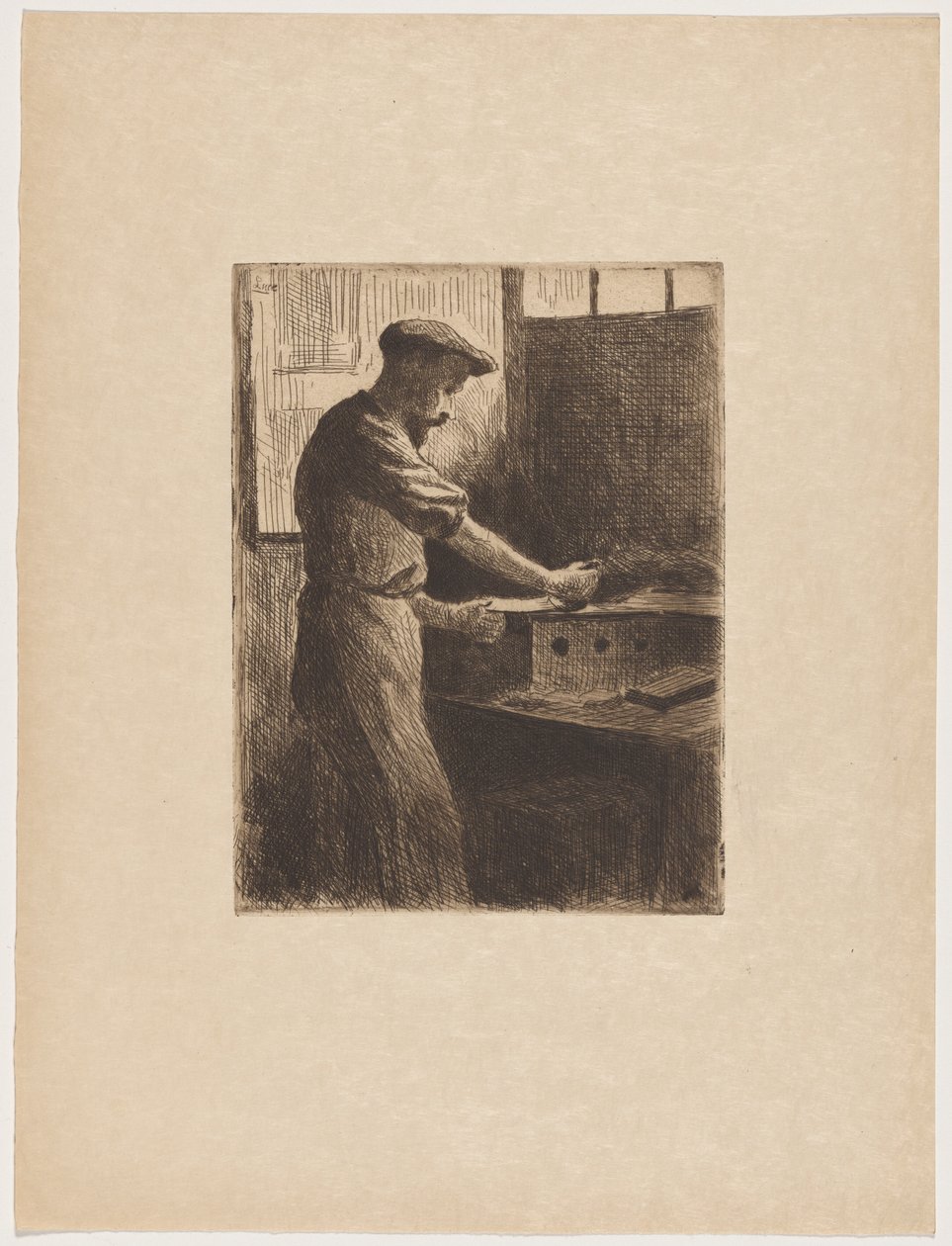 Auguste Delâtre a trabalhar de Maximilien Luce
