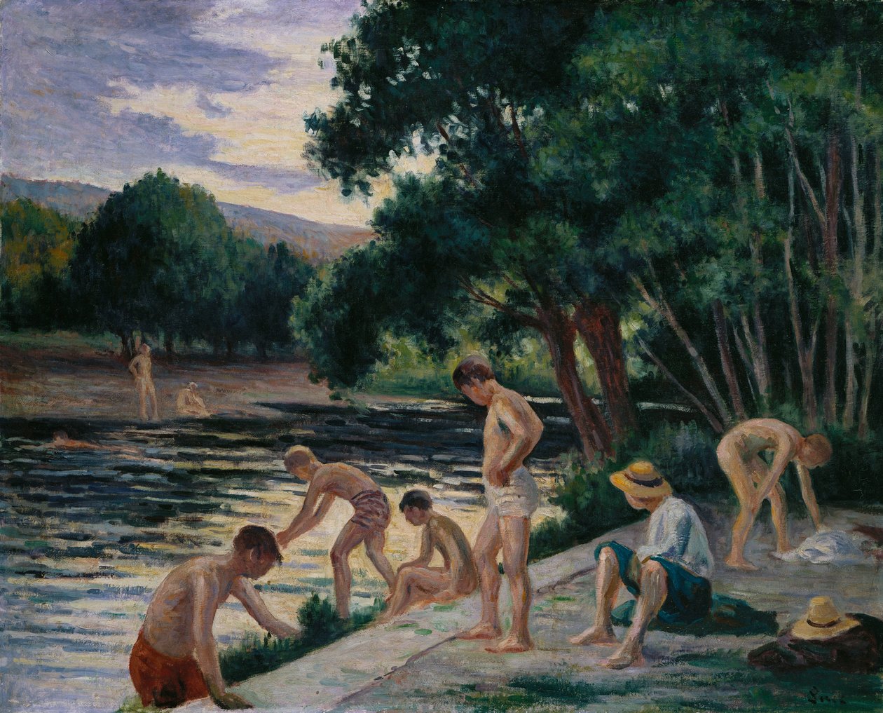Banhistas nas margens da cura de Maximilien Luce